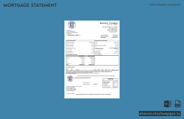 Salvador Banco Central de Reserva Hypothekenabrechnung in Word- und PDF-Formaten – Beispielvorschau